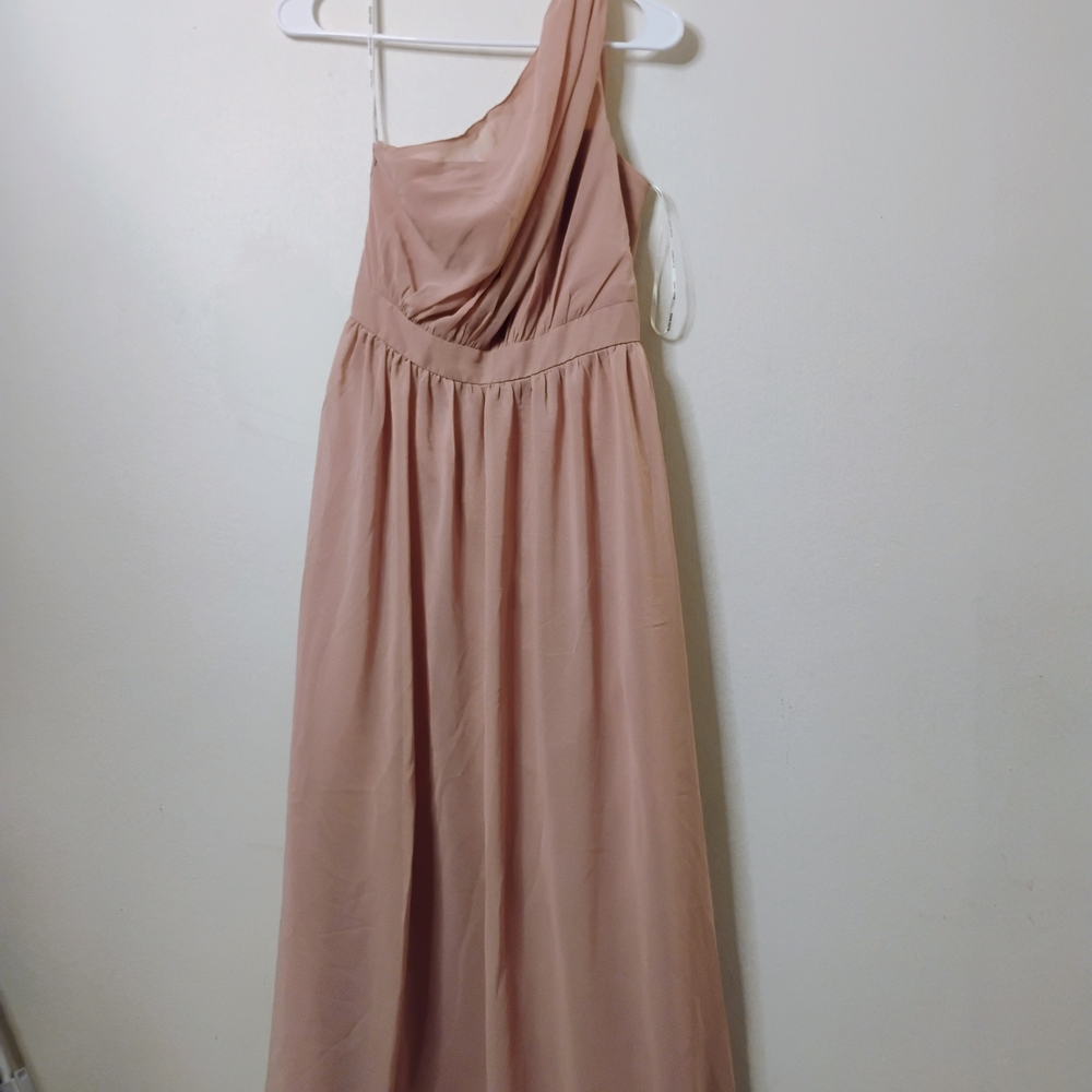 Blush Mark Elegant One-Shoulder Long Pink Dress